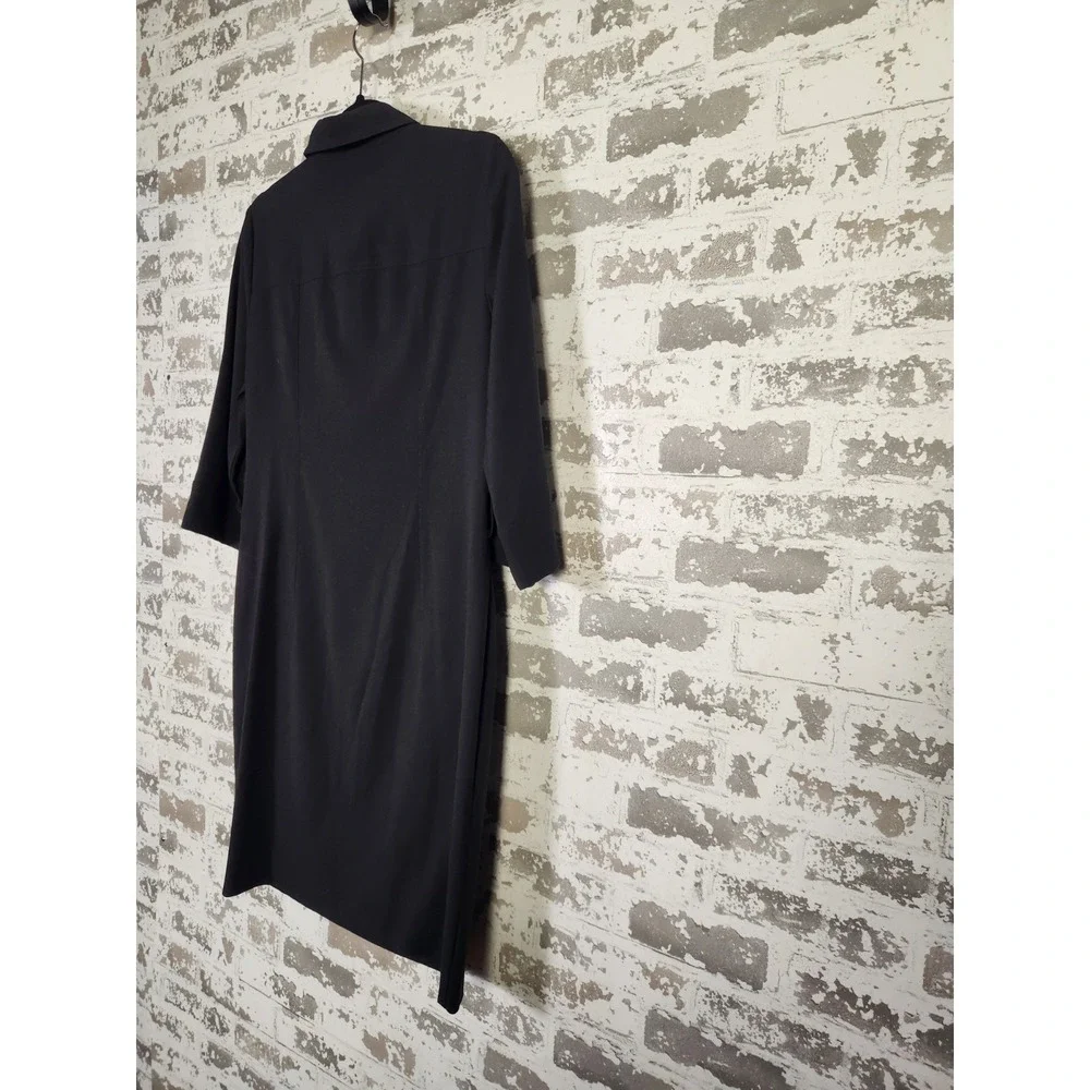 Michael Kors Shirt Dress Medium Black Zip Front Knee‎ Length Pockets Utility